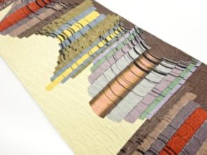 纐纈変わり横縞模様全通洒落袋帯